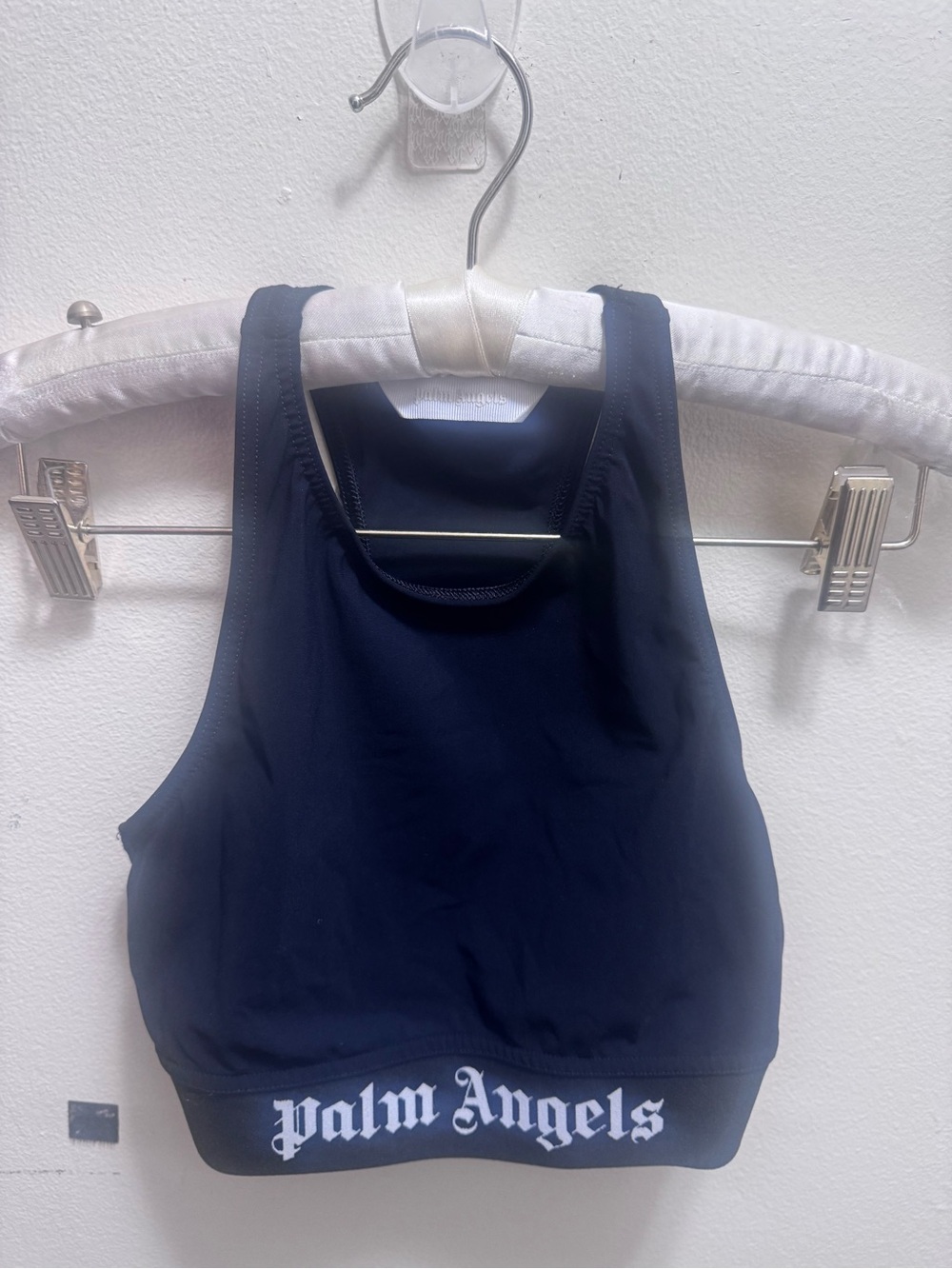 Palm Angels Black Bralette with White Logo Tag